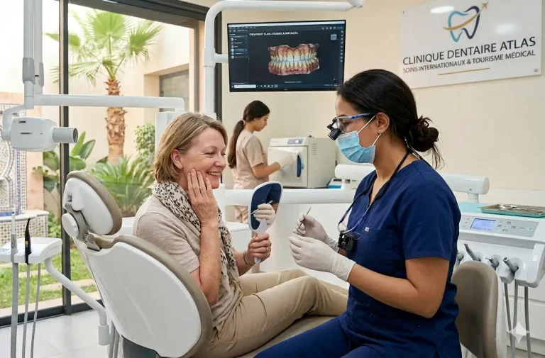 Tourisme dentaire Maroc avec patient international réalisant des soins dentaires